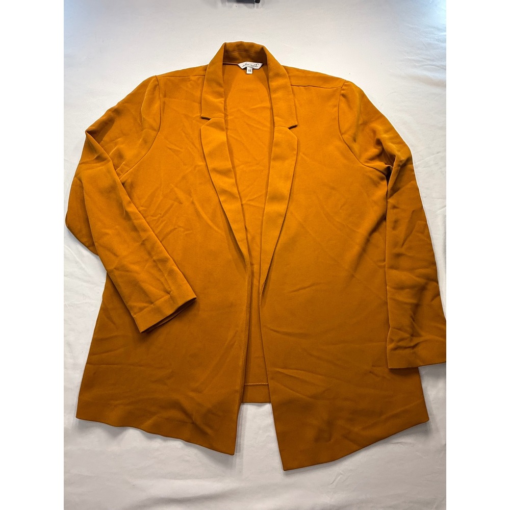 Eden Ruth Womens Open Front Blazer XXL Mustard Yellow Burnt Orange Crepe Jacket